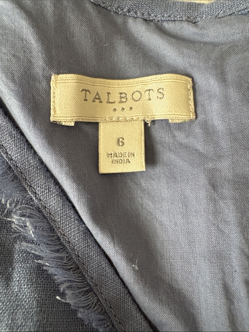 Talbots Linen Preppy Beachy Soft Blue Sleeveless Tiered V-Neck Midi Dress SZ 6 - Picture 4 of 8